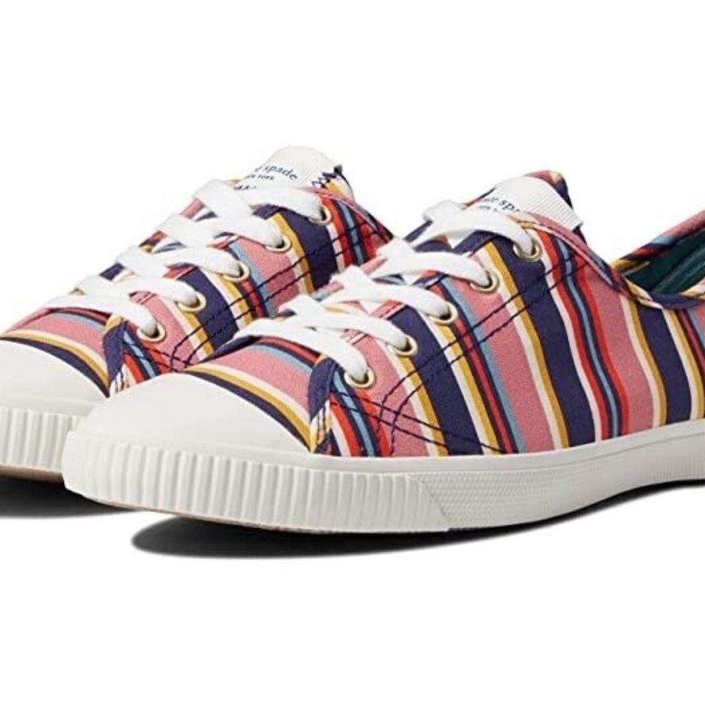 kate spade Multicolor Striped Canvas Sneakers - Pink, Navy, Yellow